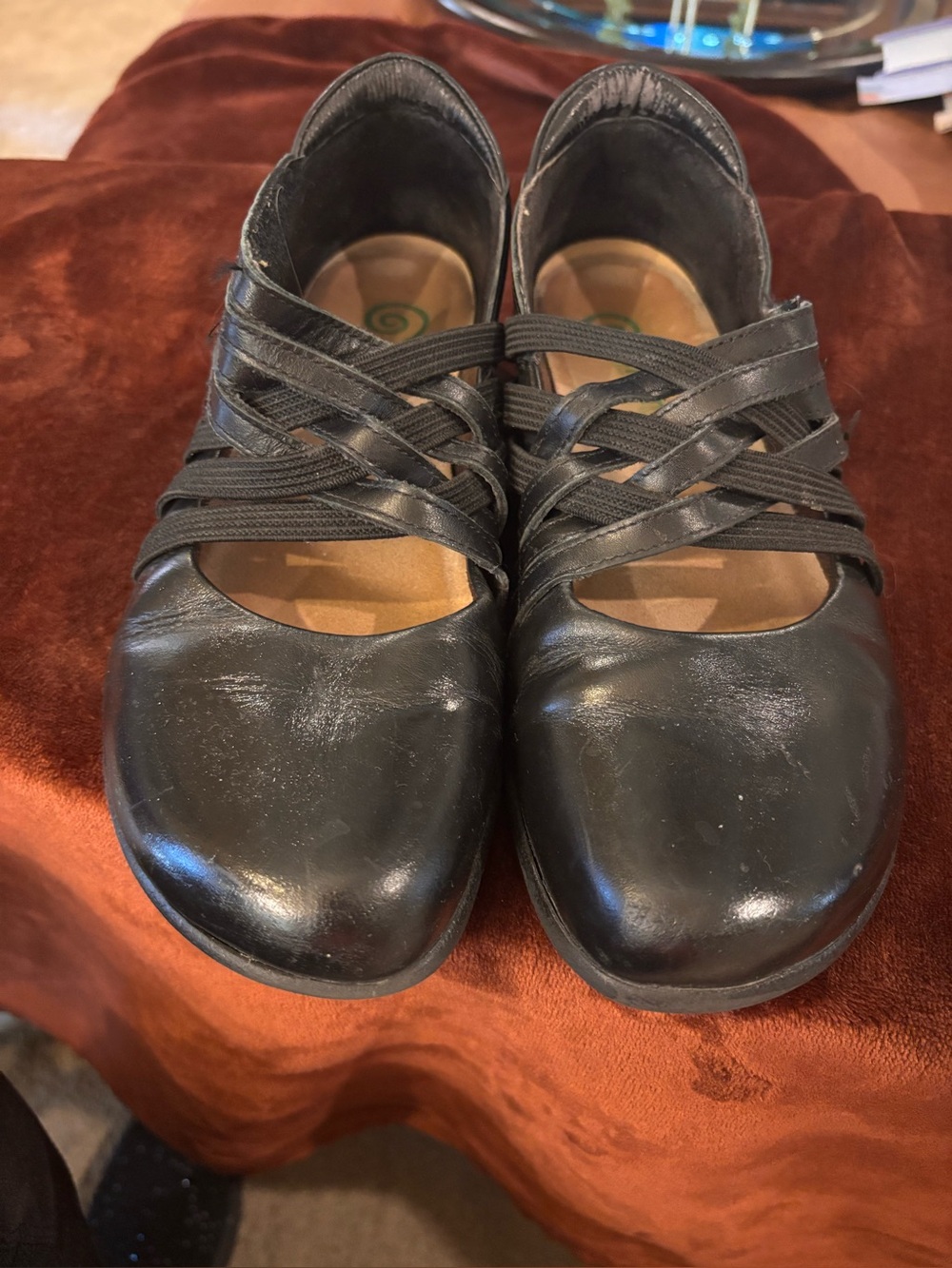 Naot Black Multi-Strap Leather Slip-On Flats